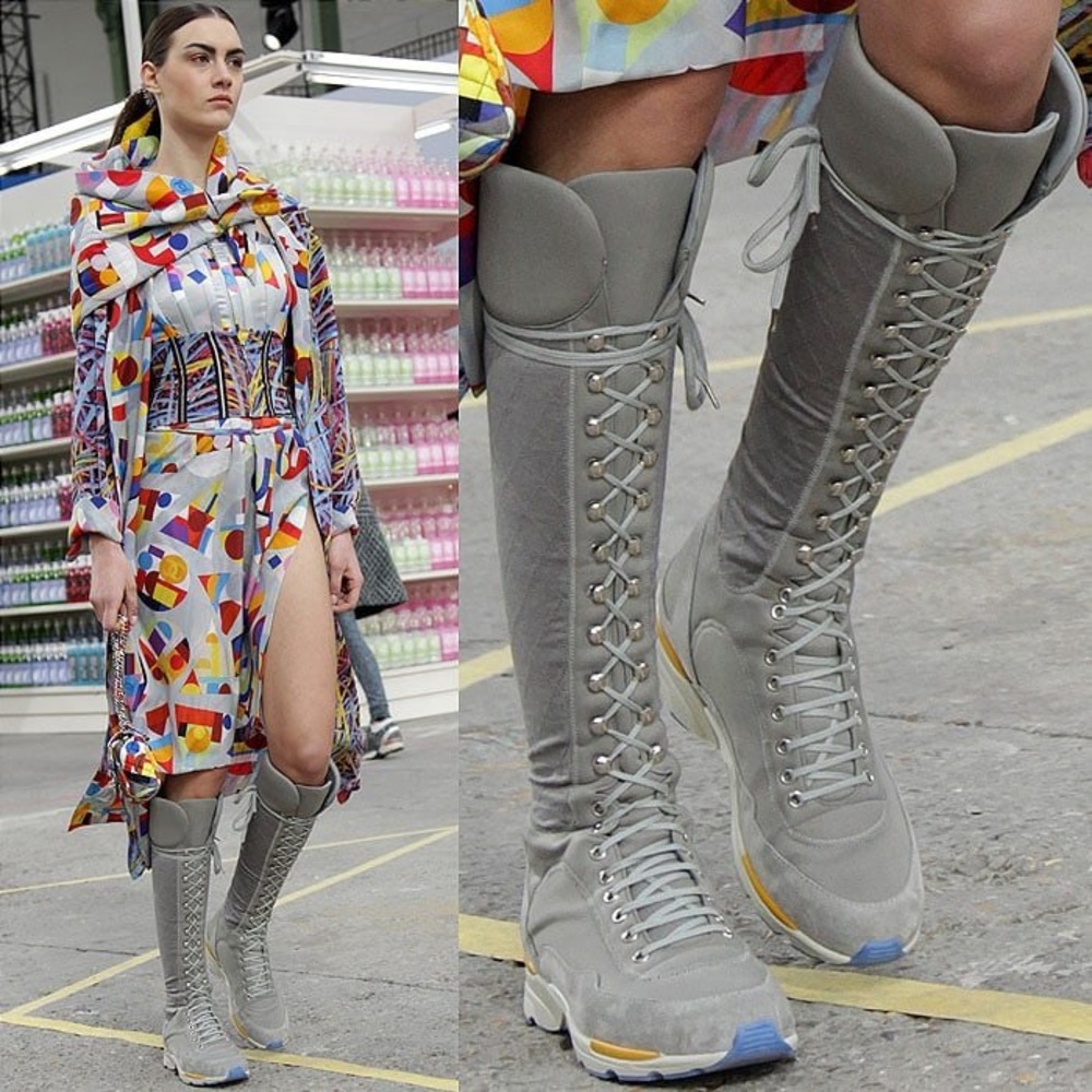 ⚡️FLASH SALE ⚡️ CHANEL 2014 Gray and Baby Blue Sneaker Boots